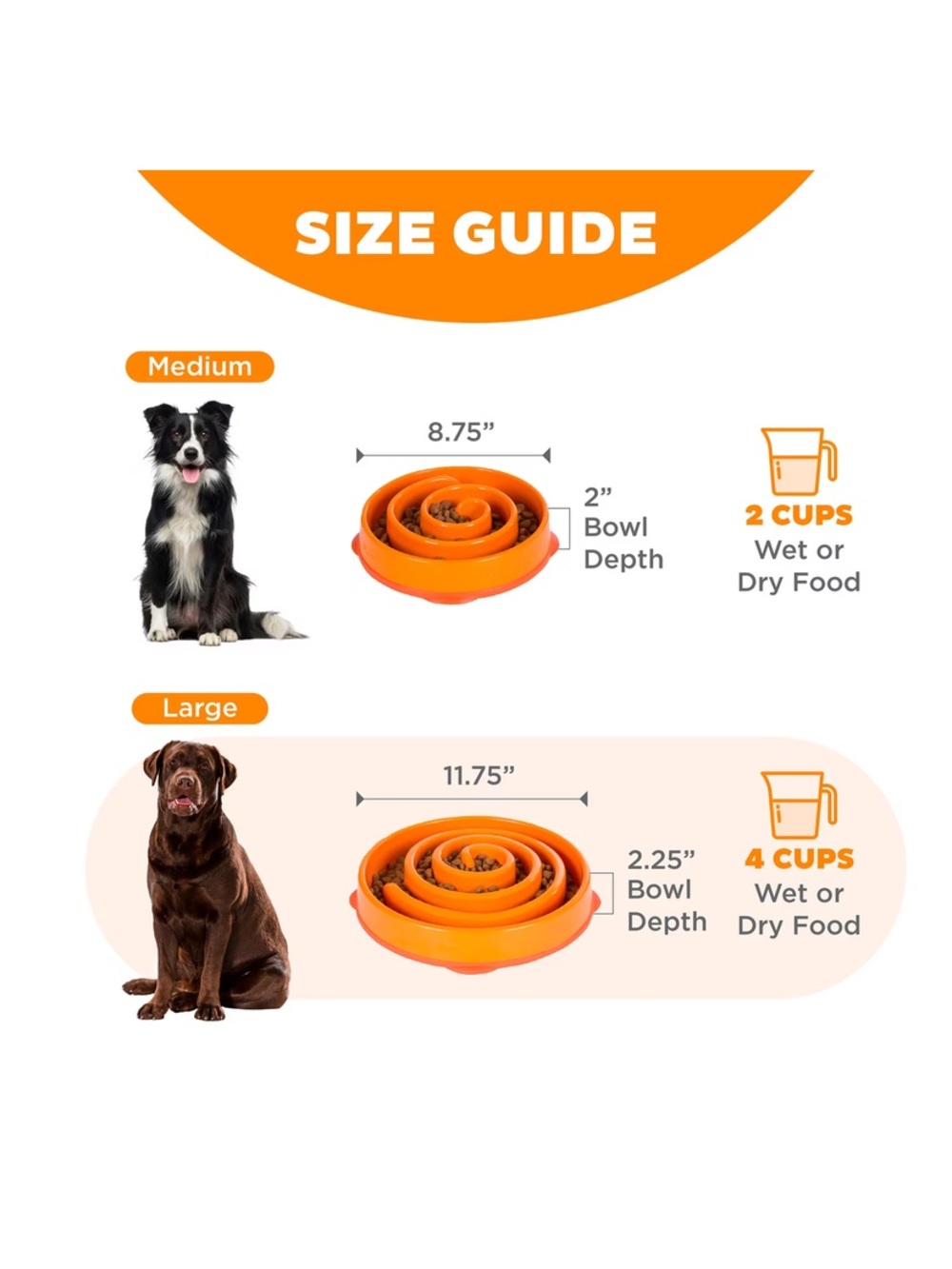 Outward Hound Fun Slow Feeder Interactive Dog Bowl, Orange, 4 cup - Picture 9 of 12